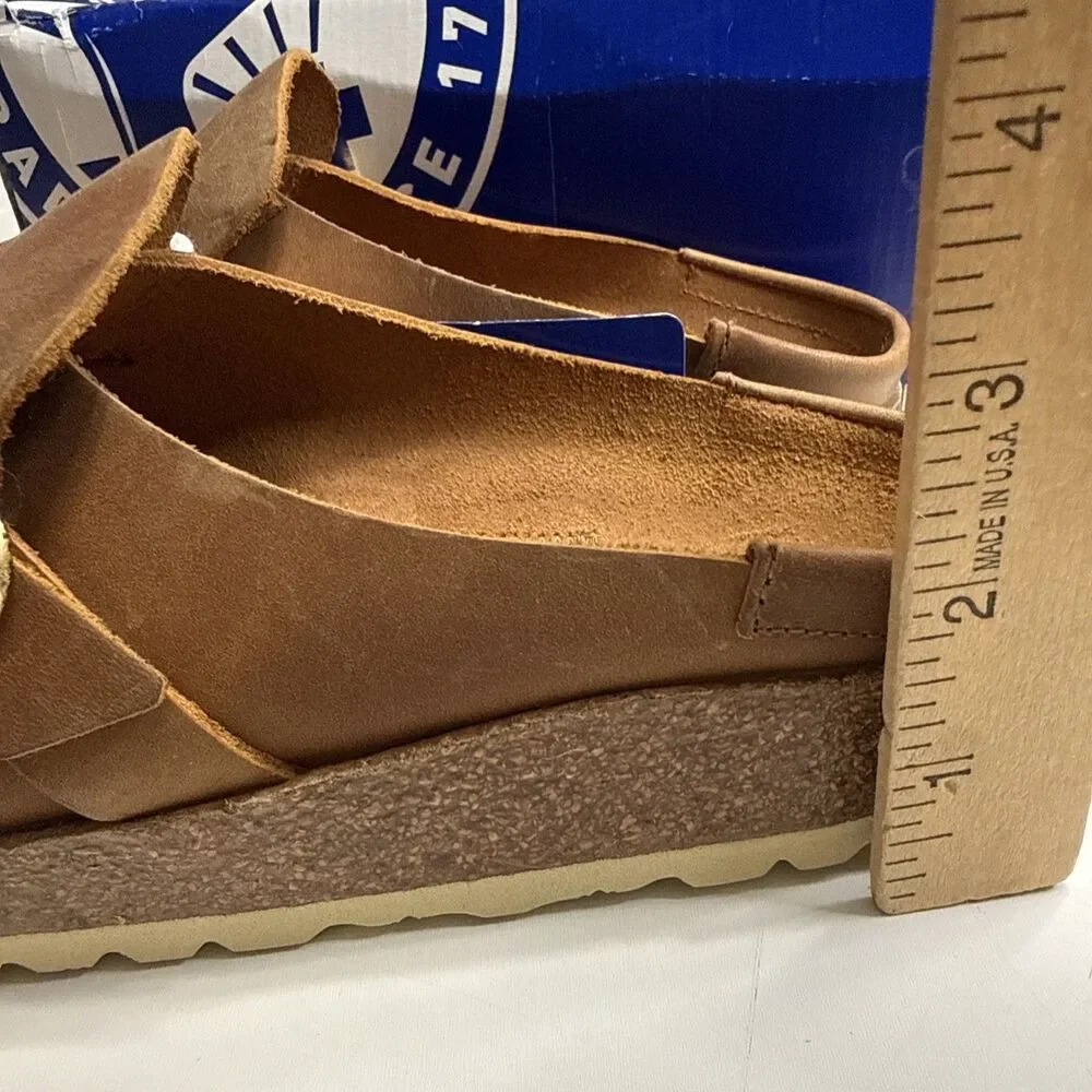 Birkenstock 38 Buckley Clog Sandals Medium Narrow Oiled Cognac Women’s 7 NIB
